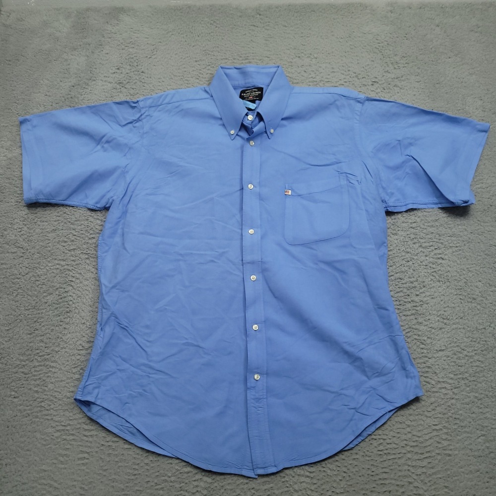 Ralph Lauren Jeans Company Men's L Blue Short Sleeve‎ Button Down Shirt